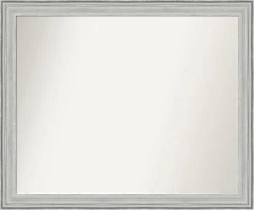 Miniatura 189 de Amanti Art Espejo de baño plateado para sobre fregadero, 25 x 25 pulgadas, espejo de tocador cuadrado estrecho de níquel cepillado, marco de madera
