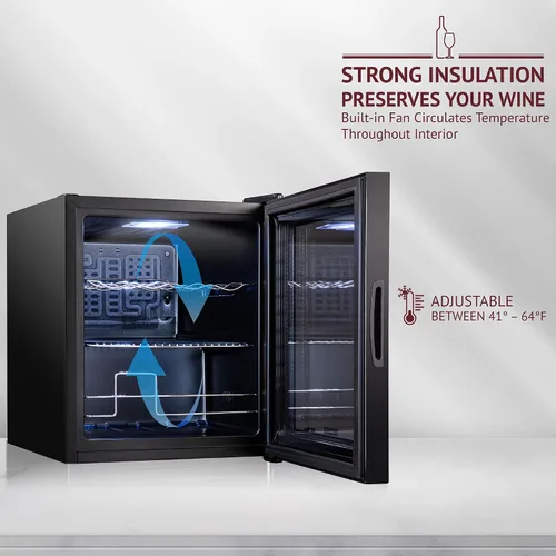 Miniatura 5 de Schmecke - Refrigerador de vino con compresor de 12 botellas con cerradura Gran bodega independiente Refrigerador de vino digital 41f-64f