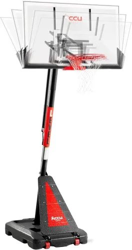 ACCU LEVEL Arro de baloncesto con manivela para exteriores, 7.5-10 pies, ajustable, portátil, portería de baloncesto para jóvenes y adultos, 54