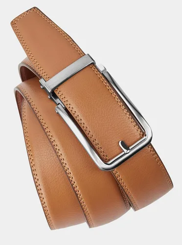 Miniatura 3 de Cinturones de trinquete para hombre, de cuero, cómodo, ajustable, con hebilla deslizante, para hombre, casual, trabajo, jeans, caja de regalo
