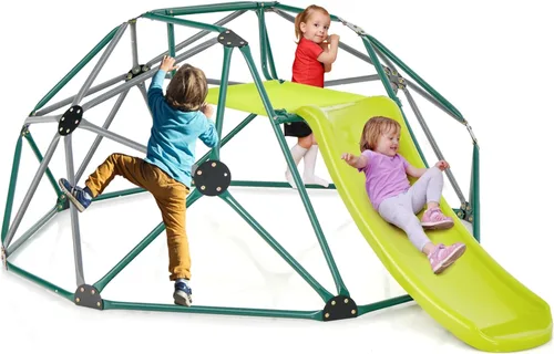 Miniatura 12 de Costzon Cúpula de Escalada con Columpio, Gimnasio de Selva de 10 Pies para Niños con Barras de Mono, Juguetes de Escalada para Exteriores, Soporta