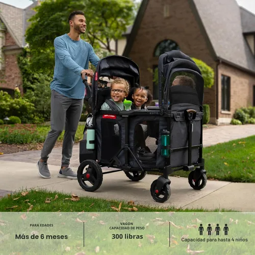 Miniatura 2 de Radio Flyer Voya XT Cochecito Vagón para Bebé – Carrito Rodante de Juego al Aire Libre y Carrito de Playa con Ruedas, Vagón Cochecito Cuádruple
