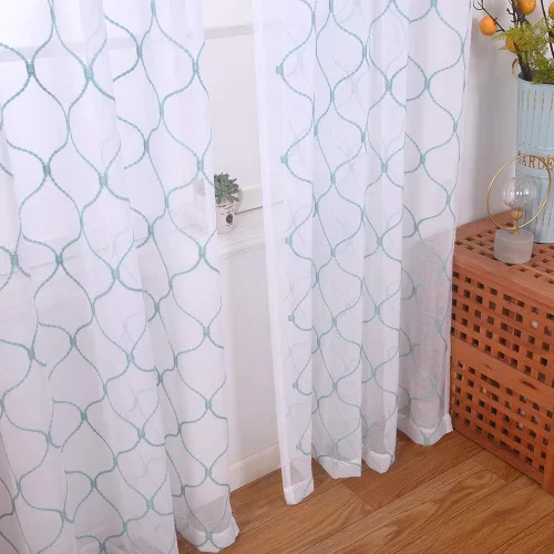 Miniatura 23 de Cortinas traslúcidas blancas de 84 pulgadas de largo, cortinas traslúcidas con bolsillo para barra para sala de estar, dormitorio, 2 paneles, 52x84
