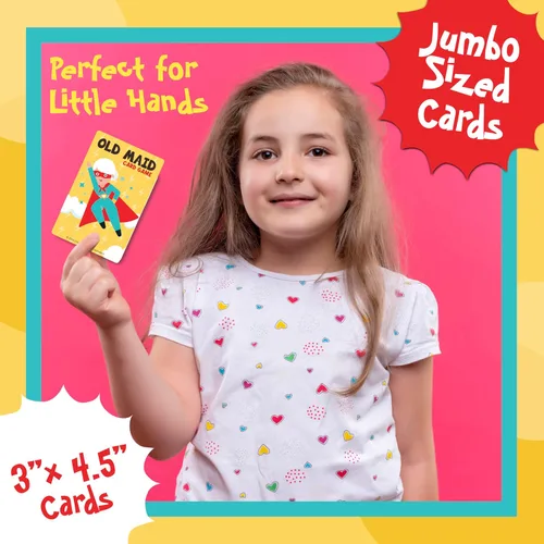 Miniatura 5 de University Games Juego de cartas Vieja Soltera - Tamaño Jumbo, Tarjetas de personajes coloridas para niños de 4 años en adelante, juego divertido
