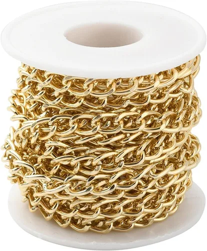 Miniatura 18 de N/C Cadenas de aluminio de 15 pies de eslabones de perlas de imitación, cadena de eslabones trenzados, cadenas de cable cruzado con colgante