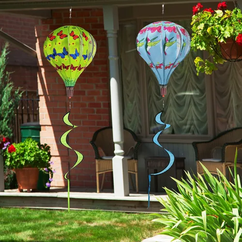 Miniatura 7 de Paquete de 2 molinos de viento para colgar en exteriores, molinos de viento grandes, para patio y jardín (colibríes + mariposa)