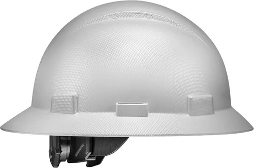 Miniatura 9 de Casco duro de construcción OSHA con diseño de fibra de carbono de ala completa, sin ventilación, acabado brillante, con suspensión de 6 puntos por