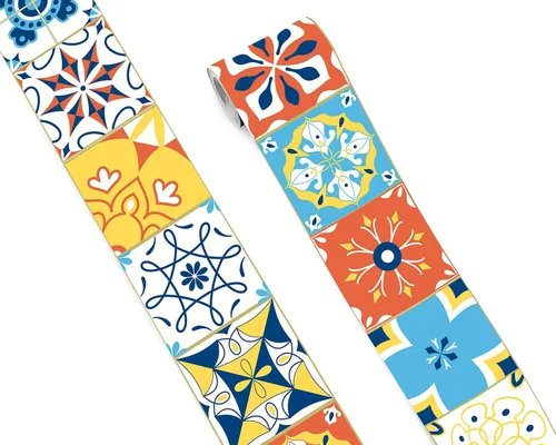 FLFK Adhesivos de Azulejos de Borde de Pared Despegar y Pegar Papel Tapiz de Borde para Salpicadero de Cocina Baño Cuarto de Ducha, 4"x240"