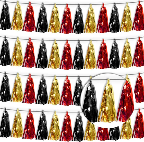 Miniatura 22 de Guirnalda de flecos de papel de aluminio metálico 4P con borlas de oropel, telón de fondo para flotadores de desfile, decoraciones de graduación