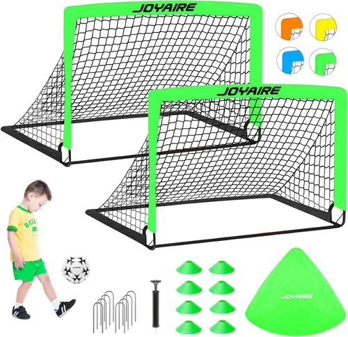 Miniatura 10 de Portería de fútbol para niños de nivel profesional en el patio trasero, red de fútbol de poliéster de 5 capas resistente a desgarros y postes de 10