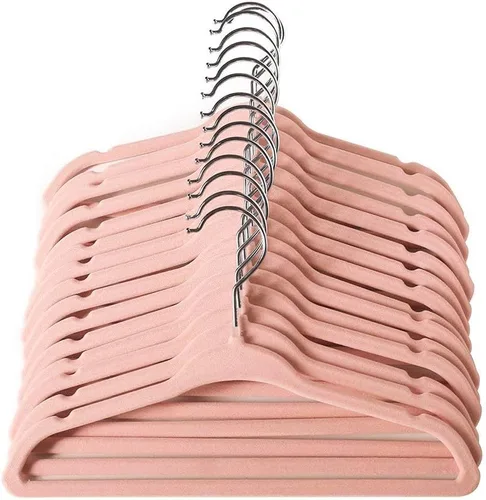 Miniatura 11 de ManGotree Perchas de terciopelo para bebés, perchas para niños y niños, para ahorrar espacio, antideslizantes, paquete de 15 unidades (beige)