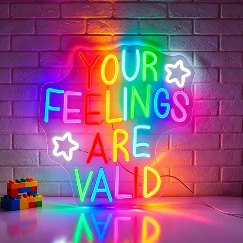Neon Sign for Wall Decor Dimmable Your Feelings Are Valid Neon Sign Led Neon Lights Light Up Signs for Room Gift Decoration USB Powered
