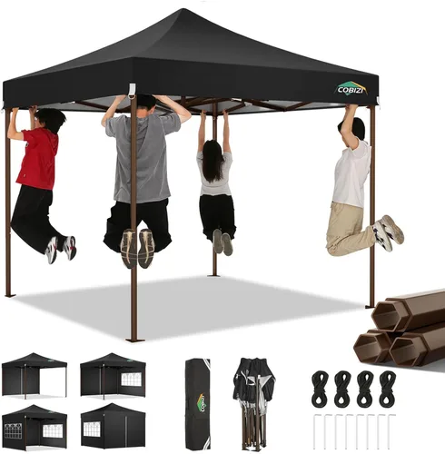 Miniatura 13 de COBIZI Tienda de campaña desplegable resistente de 10 x 10 con 4 paredes laterales extraíbles, toldo desplegable Ez con bolsa portátil, carpa