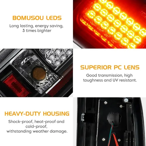 Miniatura 7 de Conjunto de luz trasera LED + tercera luz de freno para Dodge Ram 1500 1994-2001, para Dodge Ram 2500 3500 1994-2002, luces traseras y luz de freno