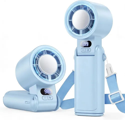 Miniatura 12 de Ventilador turbo portátil de mano, 1-199 velocidades ajustables con pantalla LED, motor de alta potencia, batería recargable, mini ventiladores