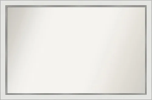 Miniatura 339 de Amanti Art Espejo de baño blanco para sobre el fregadero, 30 x 35 pulgadas, espejo de tocador rectangular estrecho de Eva de oro blanco, marco