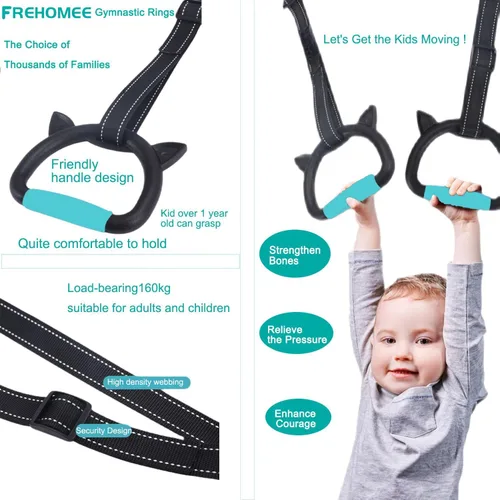 Miniatura 5 de Nuevos anillos de gimnasia profesionales, tanto para adultos como para niños, soporta 550 libras, equipo de fitness en casa, barra de dominadas