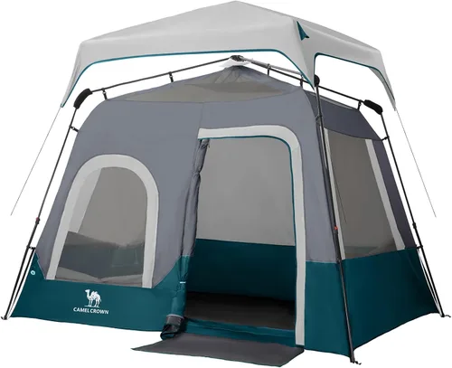 CAMEL CROWN 4/6 Person Instant Cabin Tent, Pop Up Windproof Tents for Camping, 60-Second Setup Family Tent with Carry Bag for Outdoor Hiking Azul