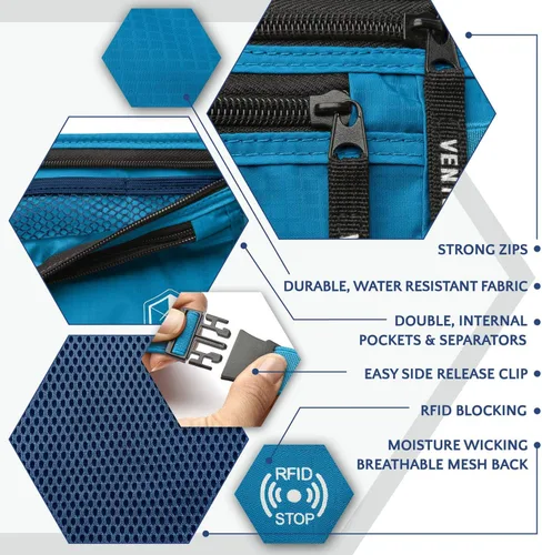 Miniatura 5 de VENTURE 4TH Cinturón de dinero de viaje, soporte delgado para pasaporte, bolsa de viaje con bloqueo RFID para proteger efectivo, tarjetas de crédito