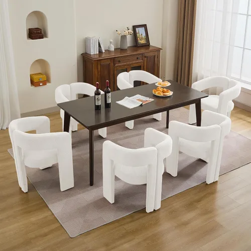 Miniatura 12 de adochr Modernas sillas de comedor de barril, silla de comedor tapizada de lino con patas de madera, sillas decorativas con brazos, cómodos sillones