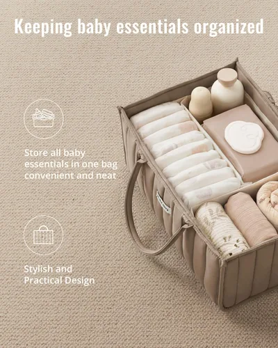 Miniatura 4 de Blissful Diary Organizador de Caddy de Pañales para Bebé, elegante cesta de almacenamiento para artículos esenciales para recién nacidos y estación