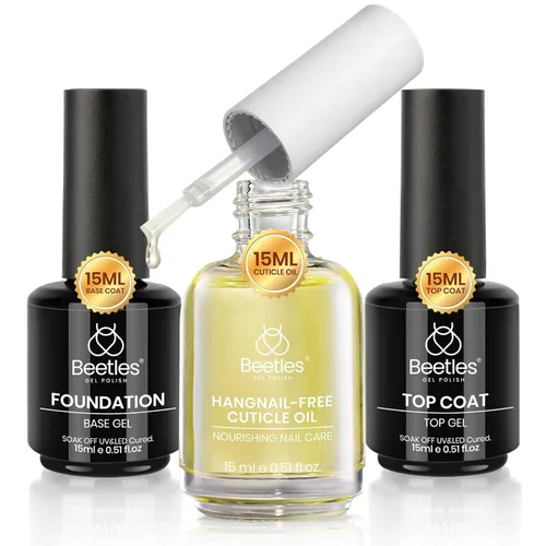 Miniatura 14 de Beetles 2 Piezas Juego de Base y Capa Superior de Gel Libre de Hema Sin Limpieza, Fórmula Suave Mejorada Capa Superior Brillante Esmalte de Uñas