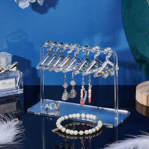 Miniatura 2 de PH PandaHall Colgador de Abrigos Soporte para Aretes, Exhibidor de Joyas Organizador Colgante para Aretes Colgantes Mini Colgador de Aretes y Plata