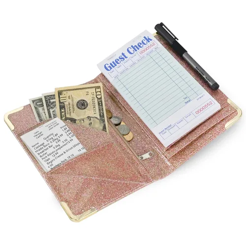Miniatura 2 de Libreta de servidor DGBDPACK – Libretas de servidor para camarera con bolsillo con cremallera, 6 compartimentos, cartera organizadora de dinero
