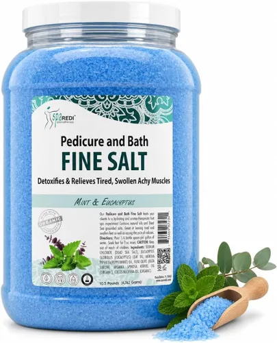 SPA REDI - Remedio de Pies Desintoxicante y Baño con Sal Fina, Menta y Eucalipto, 3.8 L - Hecho con Sales del Mar Muerto, Aceite de Argán, Aceite de