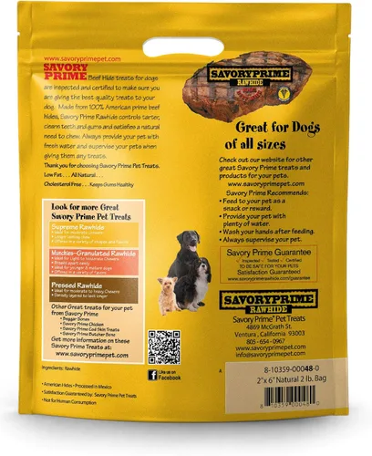Miniatura 2 de Savory Prime Chips de cuero crudo 100% americano, golosinas totalmente naturales sin conservantes, productos químicos o aditivos, satisfacen