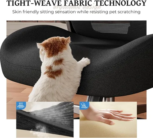 Miniatura 7 de Silla ergonómica de oficina – Silla de escritorio de oficina con soporte lumbar ajustable – Silla cómoda de malla con brazos abatibles – Sillas