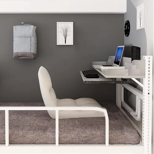 Miniatura 4 de HORV - Bandeja de cama para laptop, mesa de montaje en pared, mesa flotante, ahorro de espacio, mesa de escritura para computadora, mesita de noche