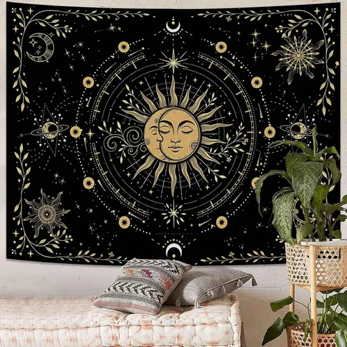 Miniatura 23 de Kanuyee Tapiz Floral de Luna Tapiz de Flores para Dormitorio Tapices Bohemios para Colgar en la Pared Estético para Dormitorio y Sala de Estar Luna