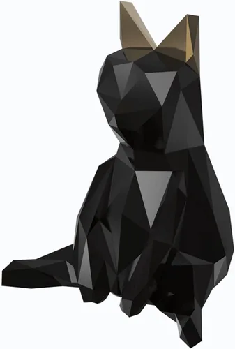 Estatua de mesa geométrica de gato de la suerte, escultura abstracta de resina, modelo de manualidades, estatua de animales, decoración del hogar,