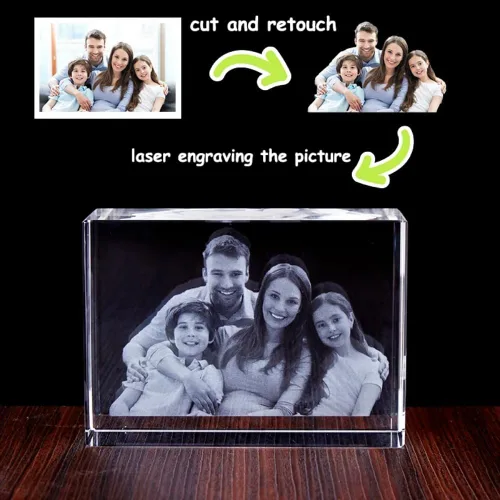 Miniatura 5 de jfs Marco de fotos de cristal grabado con láser 2D/3D personalizado para fotos, padre, mamá, novia, ella, él, novio, cumpleaños, aniversario