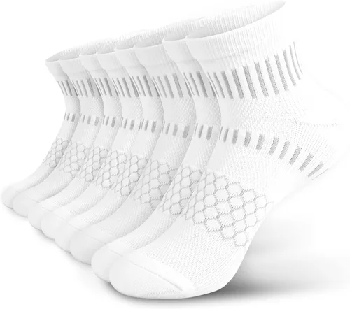 Miniatura 12 de IRAMY Calcetines de compresión de tobillo para hombres y mujeres, acolchados, para correr, atléticos, alivio de la fascitis plantar, 2/4/6 pares