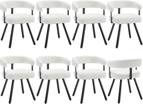 Miniatura 17 de Shunzhi Juego de 2 sillas de comedor modernas de cuero verde tapizadas, cómodas sillas de cocina, sillas auxiliares sin brazos con respaldo abierto