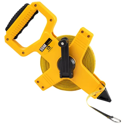 Cinta métrica de fibra de vidrio de carrete abierto, cinta métrica de 100 pies por 1/2 pulgada, escala en pulgadas/métrica para ingeniero, exterior,