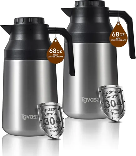 Miniatura 11 de 2 jarras térmicas de café de acero inoxidable aisladas para líquidos calientes, al vacío, jarra térmica, dispensador de jarra para mantener la leche