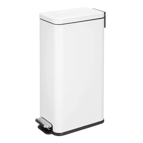 Miniatura 13 de mDesign Pequeño y moderno cubo de basura rectangular de metal con tapa y pedal de 1.3 galones, compacto, con cubo interior extraíble con asa