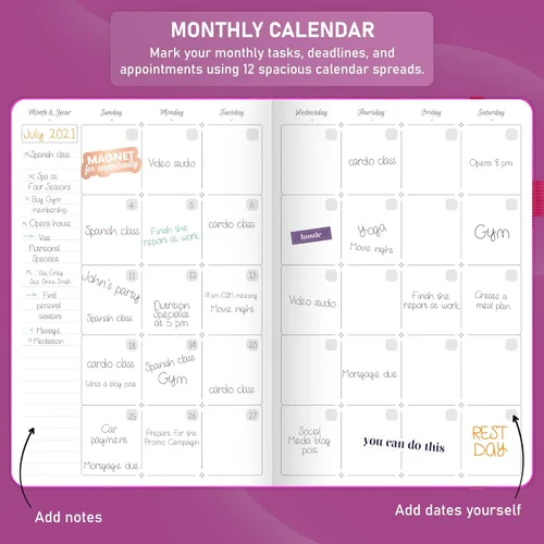 Miniatura 4 de GoGirl Planificador de Horario Semanal – Planificador de trabajo y vida por horas con franjas horarias – Organizador de agenda vertical para Rosa