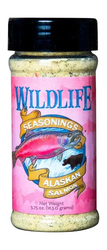 Wildlife Seasonings Condimento de salmón de Alaska – Frotar mariscos con hierbas cítricas para pescado, salmón, atún y camarones – Frotar seco