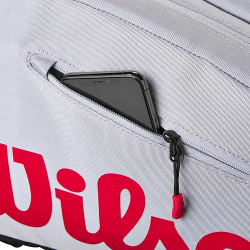 Miniatura 5 de WILSON Super Tour - Bolsa de pickleball con capacidad para hasta 3 paletas, gris/rojo/negro
