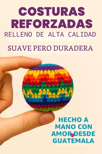 Miniatura 5 de Funny Guy Mugs Juego de 3 bolas de ganchillo multicolor con patrón geométrico, bolsa de pie, juguetes para interiores y exteriores para niños