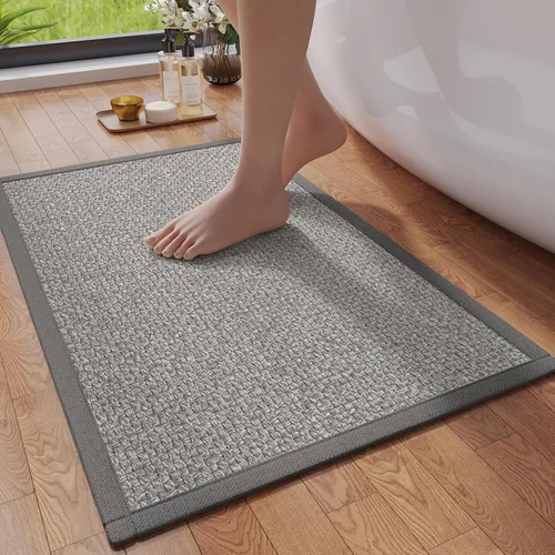 Miniatura 12 de YDKGL Alfombras de baño antideslizantes, superabsorbentes, de secado rápido, para baño, textura de tejido de espuma, alfombras de baño delgadas