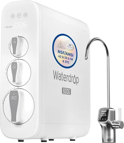 Waterdrop G3P600 - Sistema de ósmosis inversa, Filtro de agua sin tanque de 8 etapas, Certificado NSF/ANSI 42 & 53 & 58 & 372, Sistema RO debajo del