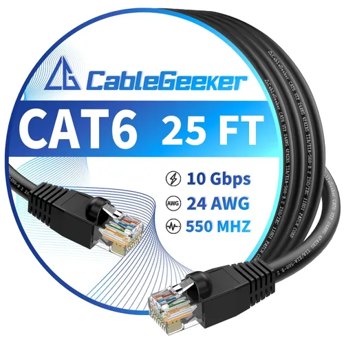 Miniatura 74 de Cable Ethernet Cat 6 de 100 pies, para interiores y exteriores, red de Internet de alta velocidad de 10 Gbps, cable de conexión Ethernet plano