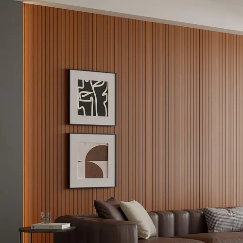 Miniatura 2 de Yutianli Panel de Pared de Listones de PVC Despegar y Pegar 118" x 15.7" Panel de Listones de Madera Falsa Grano de Madera de Nogal Artificial