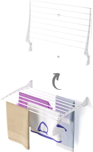 Miniatura 26 de foxydry Tendedero plegable para colgar en la pared, vertical plegable para interiores y exteriores, en acero aluminio (31.5 in)