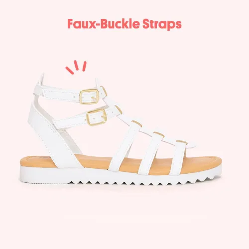 Miniatura 2 de FabKids Sandalias de gladiador para niñas, sandalias planas de tiras trenzadas, sandalias de verano con punta abierta, zapatos de vestir